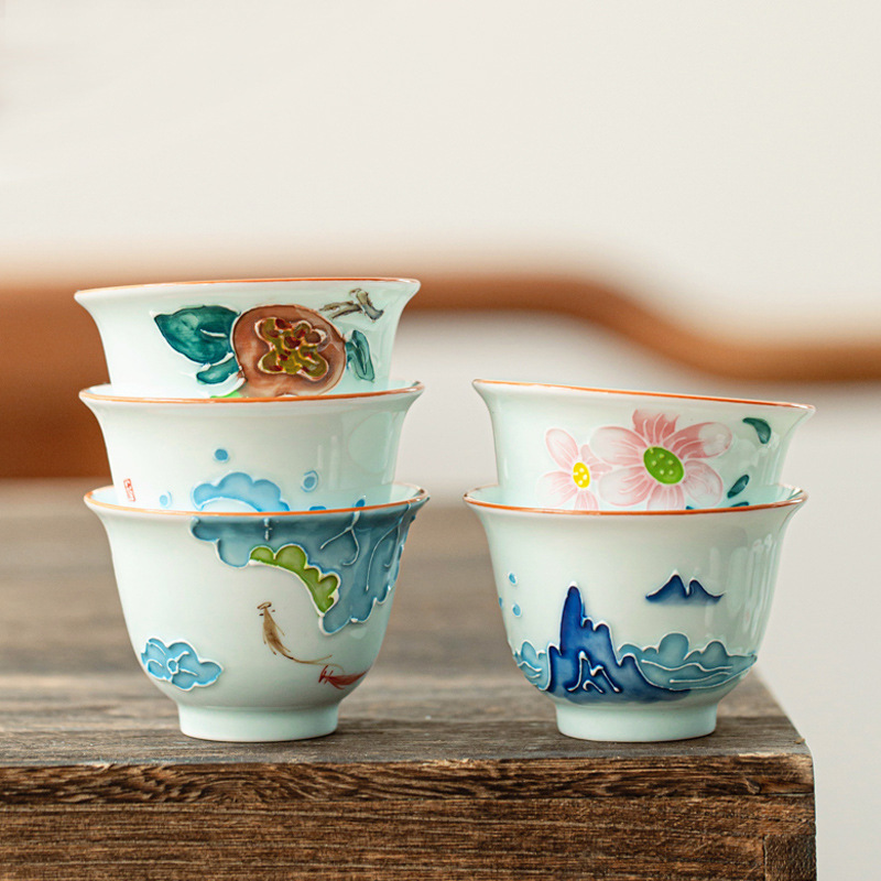 Hand-painted Kung Fu Tea Cup,  - Celadon Ceramic Cup recension och pris