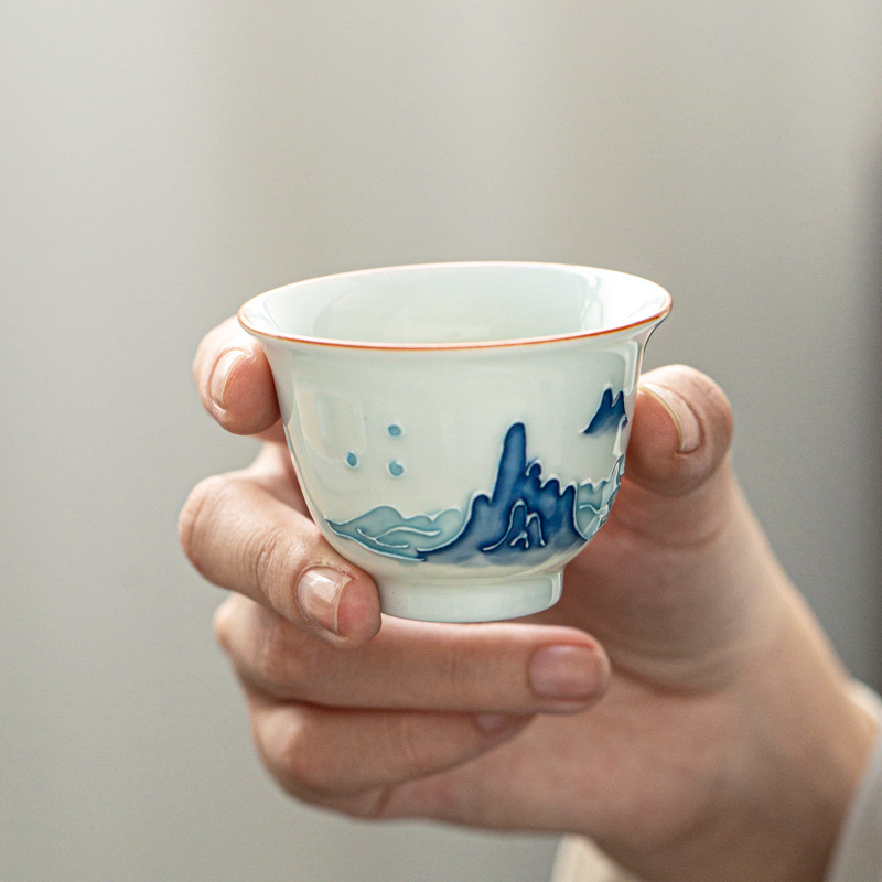 Hand-painted Kung Fu Tea Cup,  - Celadon Ceramic Cup recension och pris