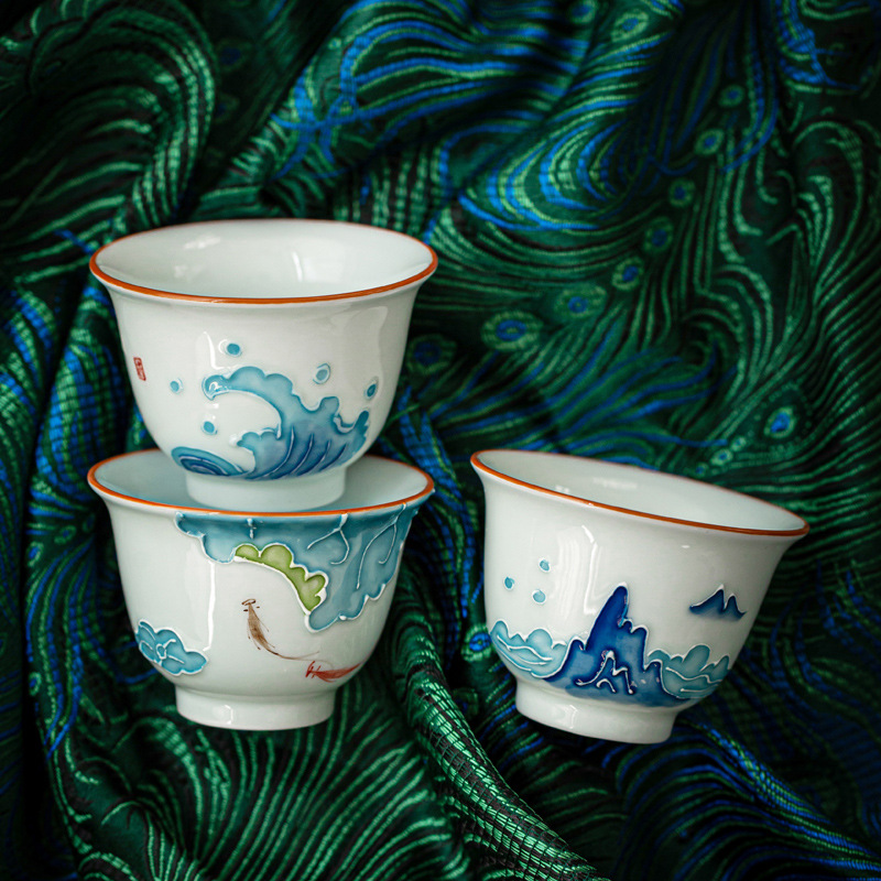 Hand-painted Kung Fu Tea Cup,  - Celadon Ceramic Cup recension och pris