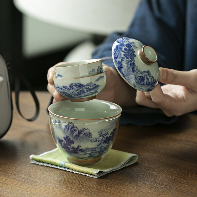 Chinese Retro Blue and White P - Korean Tea Set recension och pris